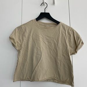Free People Olive Crop T-Shirt